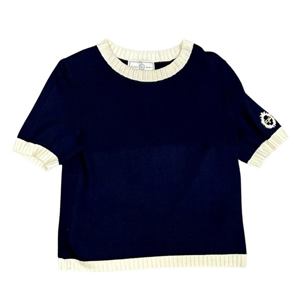 St. John Sport by Marie Gray Navy & Ivory Knit Top - Size S - Picture 1 of 6